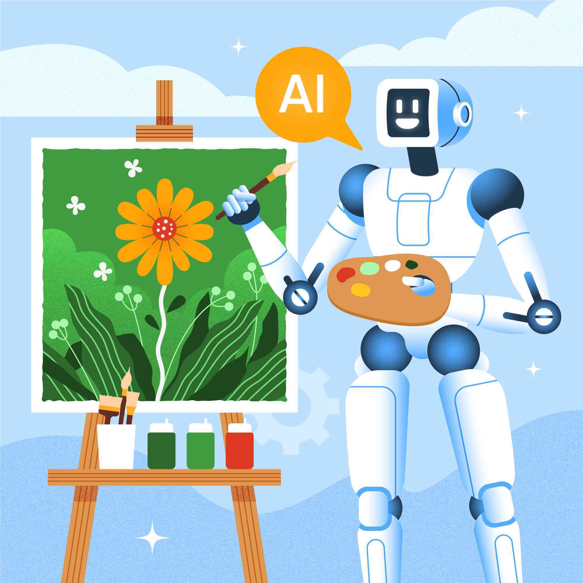 Illustration générée par IA représentant un dessin artistique fait main